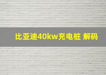 比亚迪40kw充电桩 解码